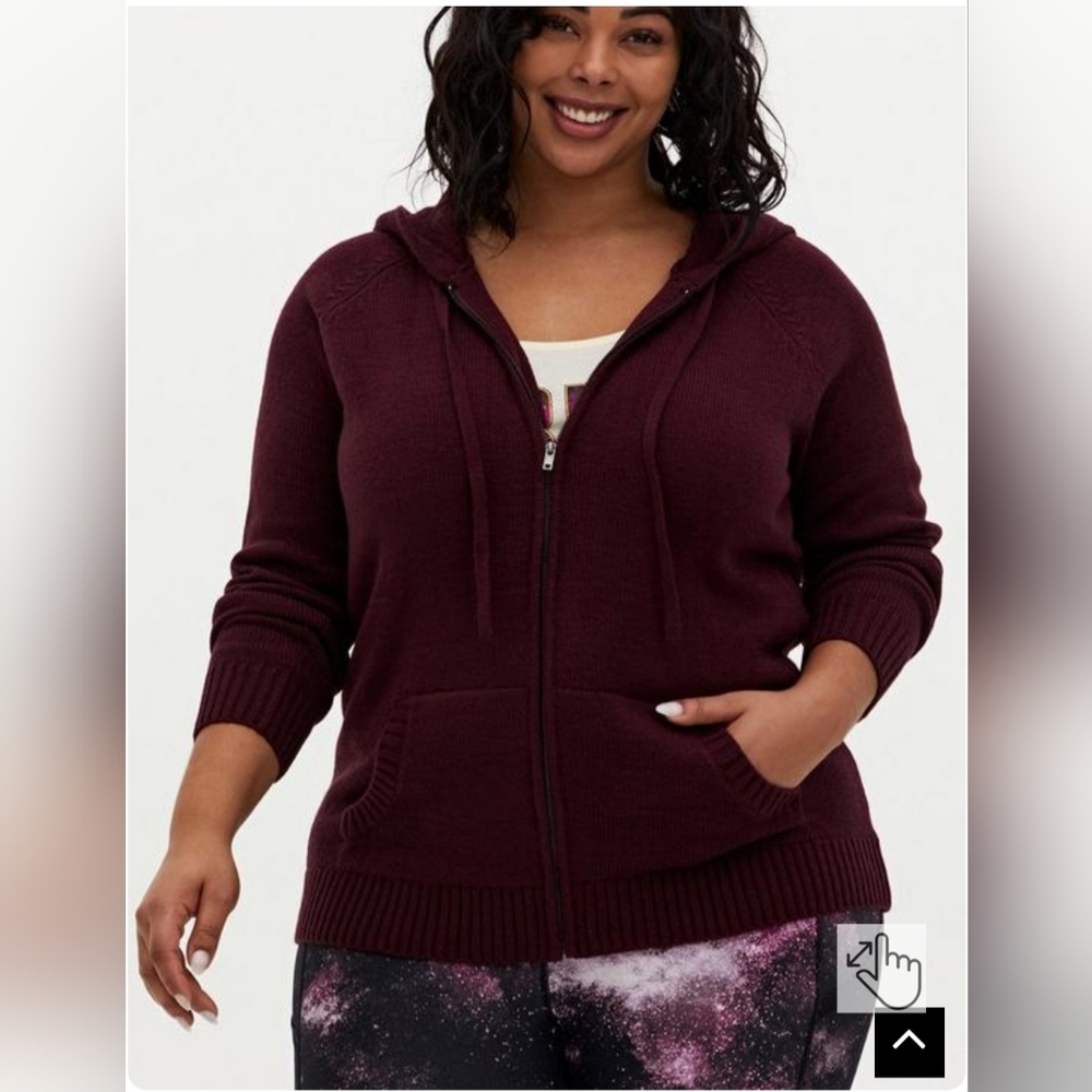 Torrid Ribbed Cardigan Zip Up Hooded Sweater Size: 3X